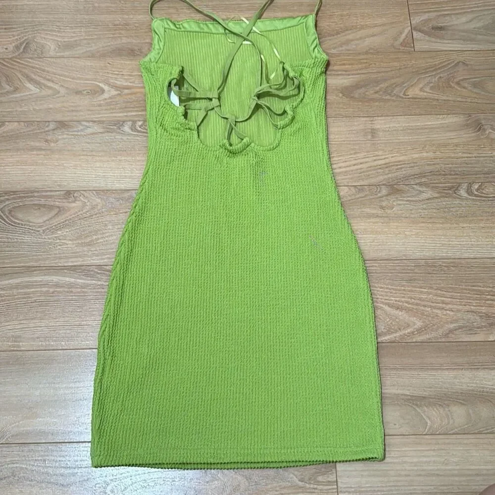 NWT‎ Urban Outfitters Tyra strappy-back green mini dress size xs - Picture 2 of 7